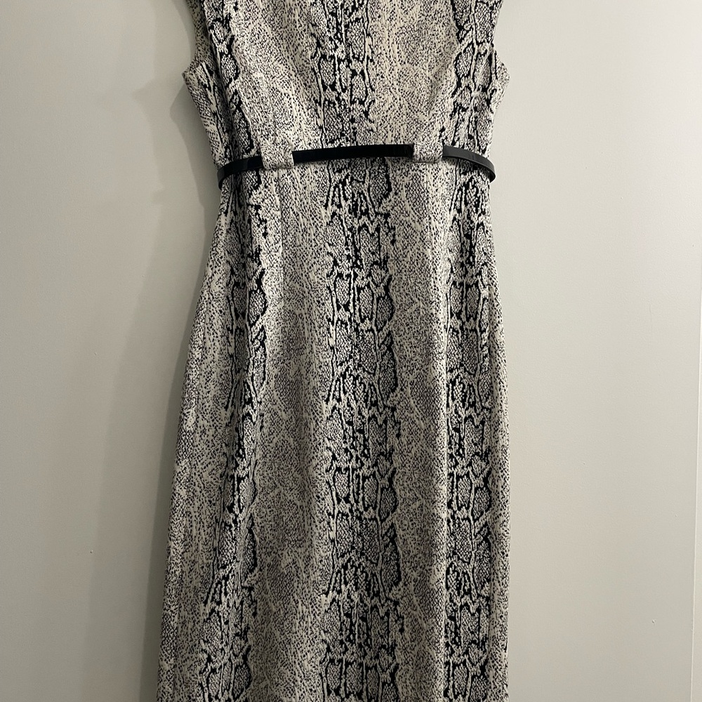 Calvin Klein Snake Print belted Midi Dress